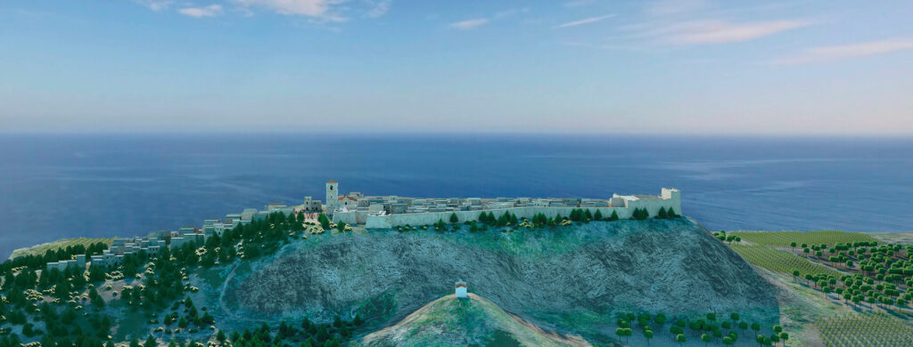 Recreación virtual de la villa vista desde la huerta